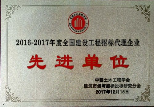 2016-2017年度全国建设工程招标代理企业先进单位